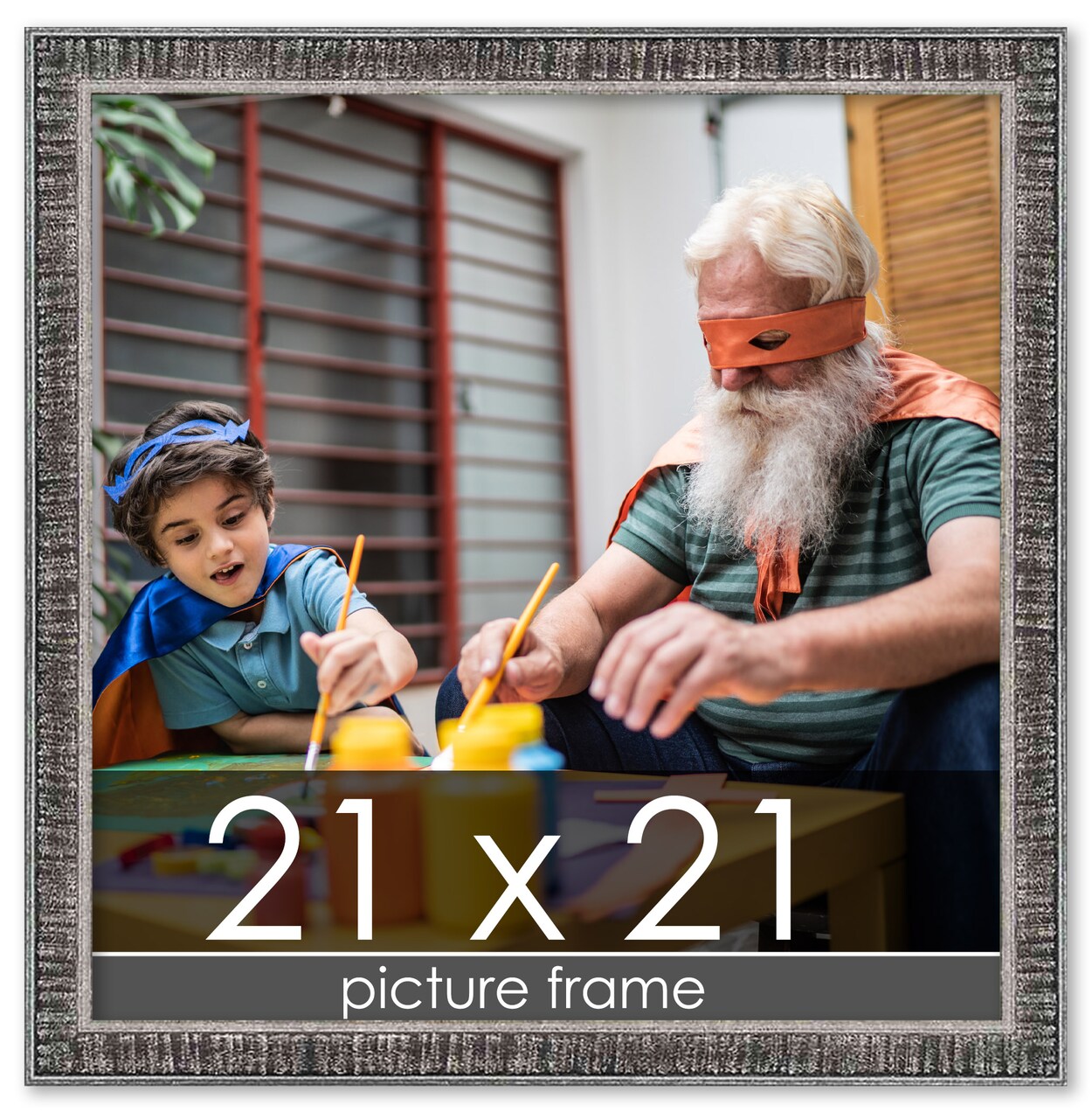 Square Textured Black Picture Frame - UV Acrylic, Foam Board Backing, Hanging Hardware